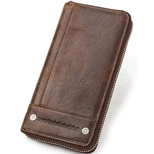 HJDQMDHA Geldbörse Cowide Wallet RFID Blockierende Münzbaus mit großer Kapazitätskartenhalter Vintage Casual Coins Tasche für Männer Privat von HJDQMDHA