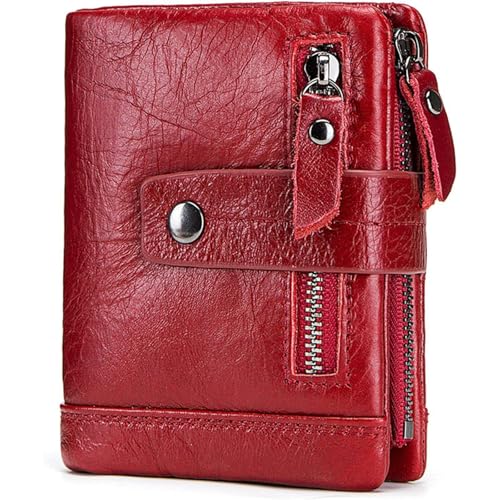 HJDQMDHA Geldbörse Echte Leder -Brieftasche RFID Blocking Secure Kartenhalter Bifold Coin Geldbörsen Stilvolle Reißverschlussmünzentasche für Männer Privat von HJDQMDHA