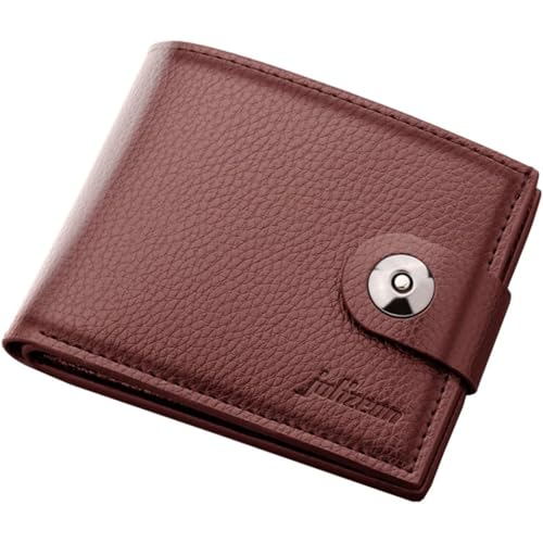 HJDQMDHA Geldbörse Klappe Design Brieftasche Mehrere Kartenschlitze Clutch Bag Herrenkartenhalter großer Kapazitätsmünzen mit Knopf Privat von HJDQMDHA