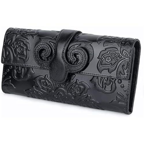 HJDQMDHA Geldbörse Kuhlädenerhöhlenbrieftasche tragbare einzigartige Blumenkartenhalter Retro Coin-Geldbörsen Multi-Karten-Schlitzkapazitätsmünzen Tasche Privat von HJDQMDHA