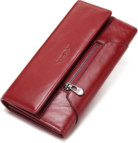 HJDQMDHA Geldbörse Langstil Brieftasche Bifold Clutch RFID Blockierende Blockierung großer Kapazitätskarten -Organisator -Kartenhalter Kuhlattenmünzen für Frauen Privat von HJDQMDHA