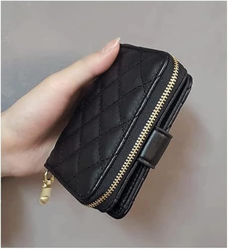HJDQMDHA Geldbörse PU Leder Brieftasche kurzer Kartenhalter Retro Frauenmünzen Geldbörsen große Kapazität Reißverschluss Design Münzen Tasche Privat von HJDQMDHA