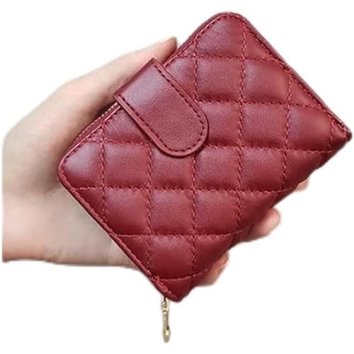 HJDQMDHA Geldbörse PU Leder Brieftasche kurzer Kartenhalter Retro Frauenmünzen Geldbörsen große Kapazität Reißverschluss Design Münzen Tasche Privat von HJDQMDHA