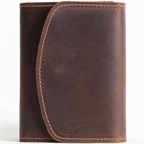 HJDQMDHA Geldbörse Vintage Short Card Halter Leder Brieftasche mit Reißverschlussmünzen für Männer Frauen Unisex Münzen Tasche tragbare Geldbeutel Privat von HJDQMDHA