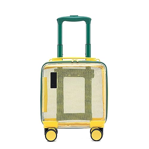 HJDSUDU Fahrbarer 14-Zoll-Reise-Trolley, Gepäck-Boarding-Koffer Mit Rädern Und Passwortsperre, Kindergepäck, Mitfahr-Reisekoffer Für Kinder Als Kindertagsgeschenk, Festivalgeschenk,Clear von HJDSUDU