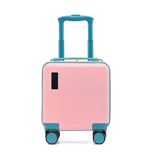 HJDSUDU Fahrbarer 14-Zoll-Reise-Trolley, Gepäck-Boarding-Koffer Mit Rädern Und Passwortsperre, Kindergepäck, Mitfahr-Reisekoffer Für Kinder Als Kindertagsgeschenk, Festivalgeschenk,Rosa von HJDSUDU