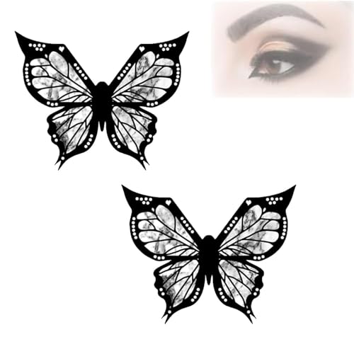 HJHUUA Schmetterlings-Eyeliner-Schablone, Schmetterlings-Eyeliner-Stempel, wiederverwendbar, Schmetterlings-Schablone, Eyeliner-Werkzeug, Eyeliner-Schablonen für Augen, Flügel, 2 Stück von HJHUUA