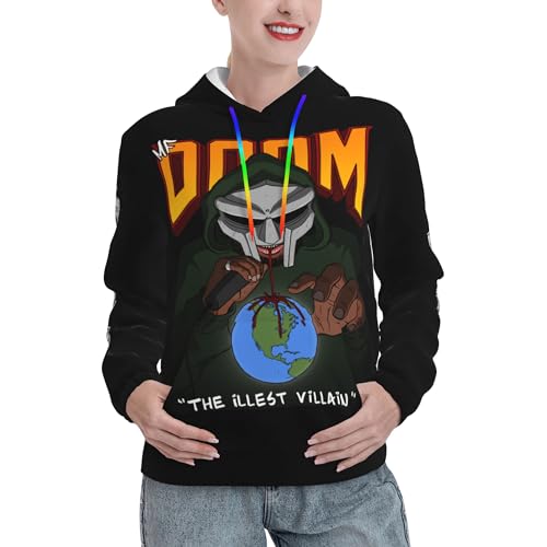 MF Rapper D'om Hoodie Neuheit Damen Langarm Casual Hooded 3D Print Graphic Top Outwear Pullover Hoody für Sport Reisen, Mf Doom-13, 46 von HJIOOP