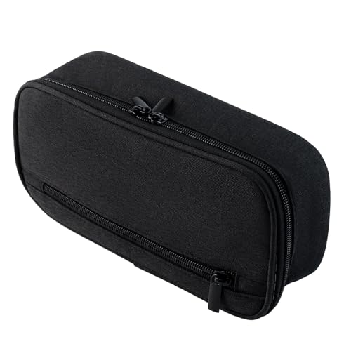 Mäppchen Etui Jungs, Schwarz Federmäppchen, Großes Stiftemäppchen Ästhetik, Große Kapazität Pencil Case, Schreibwaren Bleistifttasche mit Name Aufkleber, Mäppchen Reißverschluss für Schul Büromaterial von HJJMN