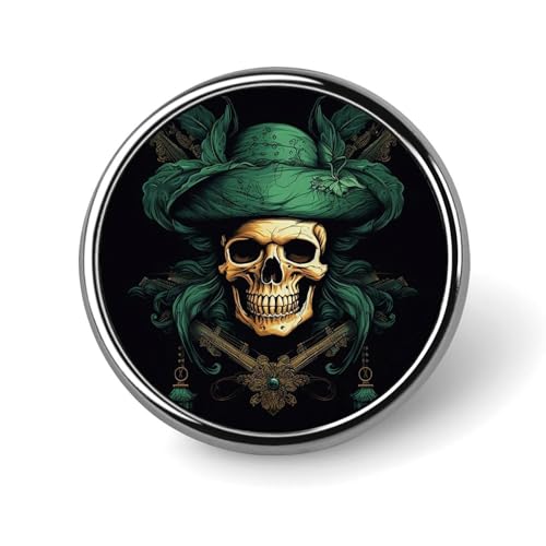 1 Zoll Button Badges Piraten Schädel Abzeichen Brust Pins Aluminiumlegierung Runde Abzeichen Button Pin Bild Knöpfe Abzeichen Button Brosche für Mantel Rucksack, Circular, Aluminium von HJKBCV