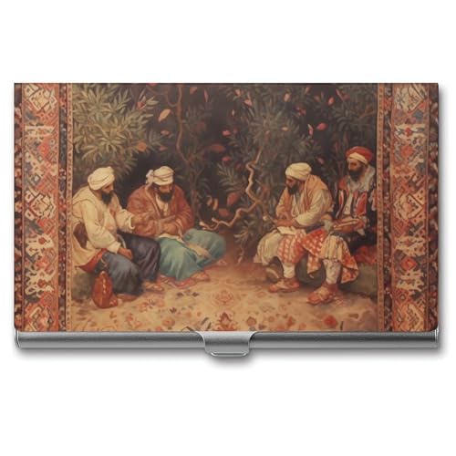 Antike orientalische Kunst Metall Visitenkartenetui für Männer Frauen Slim Pocket Geldbörse Multi Wallet Professional Pocket Card Holder für Namenskarte Kreditkarte, Stil, Einheitsgröße, Stil:, von HJKBCV