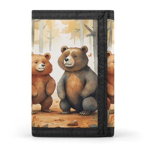 Bear in Woods Trifold Wallet Credit Card Purse Portable Outdoor Sports Wallets Pocket Coin Wallet with ID Window for Men Women, Style, One Size, Stil:, Einheitsgröße von HJKBCV
