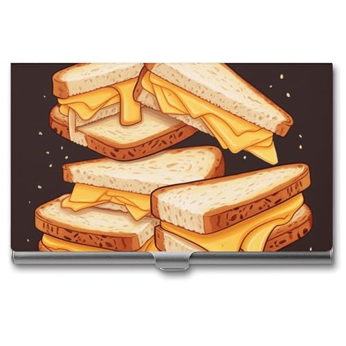Cheese Sandwiches Visitenkartenetui aus Metall für Männer und Frauen, schlanke Tasche, Geldbörse, mehrere Brieftaschen, professioneller Kartenhalter für Namenskarte, Kreditkarte, Stil, Einheitsgröße, von HJKBCV
