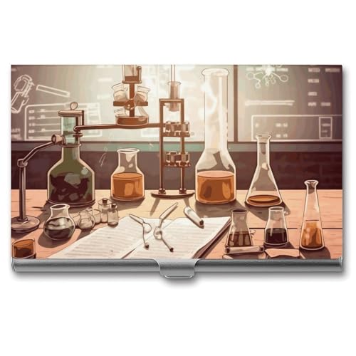 Chemistry Lab Visitenkartenetui aus Metall für Männer und Frauen, schlanke Tasche, Geldbörse, mehrere Brieftaschen, professioneller Kartenhalter für Namenskarte, Kreditkarte, Stil, Einheitsgröße, von HJKBCV