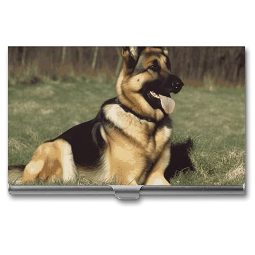 Deutscher Schäferhund Metall Visitenkartenetui für Männer Frauen Slim Pocket Geldbörse Multi Wallet Professionelle Tasche Kartenhalter für Namenskarte Kreditkarte, Stil, Einheitsgröße, Stil:, von HJKBCV