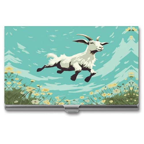 Goat Frolic Visitenkartenetui aus Metall für Männer und Frauen, schlanke Tasche, Geldbörse, mehrere Brieftaschen, professioneller Kartenhalter für Namenskarte, Kreditkarte, Stil, Einheitsgröße, Stil:, von HJKBCV