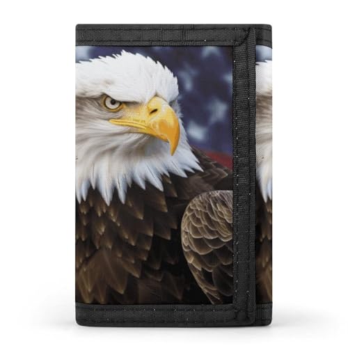 HJKBCV American Bald Eagle Trifold Wallet Credit Card Purse Portable Outdoor Sports Wallets Pocket Coin Wallet with ID Window for Men Women, style, One Size, Stil:, Einheitsgröße von HJKBCV