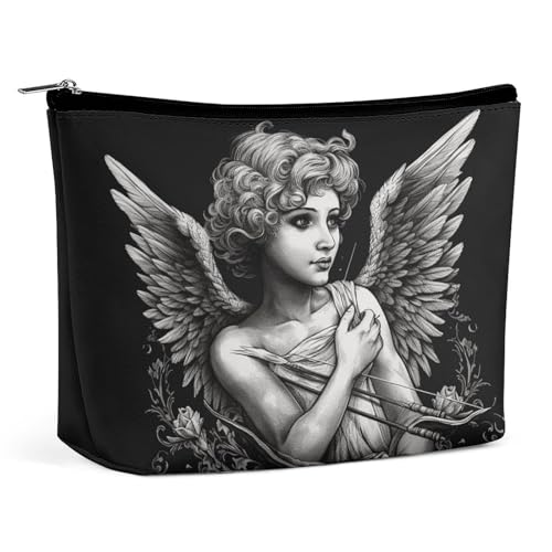 HJKBCV Angel Portrait PU Leder Reise Make-up Tasche Mini Tasche Kosmetiktasche für Frauen Tragbare Handtasche Verschluss Organizer Make-up Fall Kulturbeutel Stil Einheitsgröße, Stil:, Einheitsgröße von HJKBCV