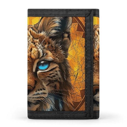 HJKBCV Blue Eyed Bobcat Trifold Wallet Credit Card Purse Portable Outdoor Sports Wallets Pocket Coin Wallet with ID Window for Men Women, style, One Size, Stil:, Einheitsgröße von HJKBCV