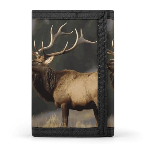 HJKBCV Bull Elk Trifold Wallet Credit Card Purse Portable Outdoor Sports Wallets Pocket Coin Wallet with ID Window for Men Women, style, One Size, Stil:, Einheitsgröße von HJKBCV