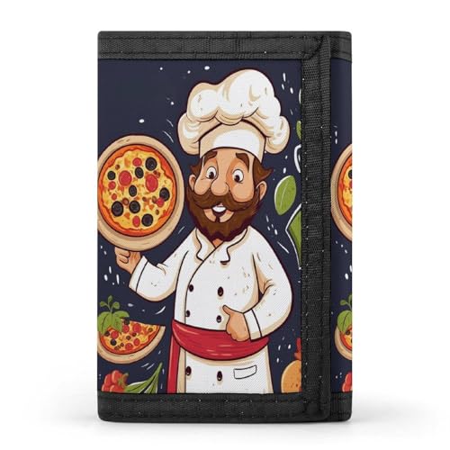 HJKBCV Chef Pizza Trifold Wallet Credit Card Purse Portable Outdoor Sports Wallets Pocket Coin Wallet with ID Window for Men Women, style, One Size, Stil:, Einheitsgröße von HJKBCV