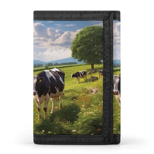 HJKBCV Cows Grazing Trifold Wallet Credit Card Purse Portable Outdoor Sports Wallets Pocket Coin Wallet with ID Window for Men Women, style, One Size, Stil:, Einheitsgröße von HJKBCV