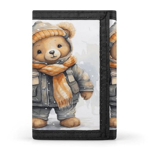 HJKBCV Cute Bear Trifold Wallet Credit Card Purse Portable Outdoor Sports Wallets Pocket Coin Wallet with ID Window for Men Women, style, One Size, Stil:, Einheitsgröße von HJKBCV