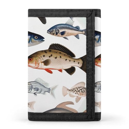 HJKBCV Different Fish Trifold Wallet Credit Card Purse Portable Outdoor Sports Wallets Pocket Coin Wallet with ID Window for Men Women, Style, One Size, Stil:, Einheitsgröße von HJKBCV