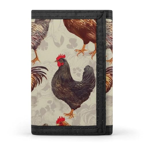 HJKBCV Dreifach gefaltete Geldbörse mit Huhn-Aufdruck, Kreditkarten-Geldbörse, tragbar, Outdoor-Sport, Geldbörse, Münzgeldbörse mit Ausweisfenster, für Männer und Frauen, Stil, Einheitsgröße, Stil:, von HJKBCV