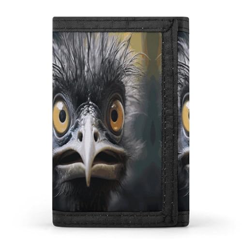 HJKBCV Emu Trifold Wallet Credit Card Purse Portable Outdoor Sports Wallets Pocket Coin Wallet with ID Window for Men Women, Style, One Size, Stil:, Einheitsgröße von HJKBCV