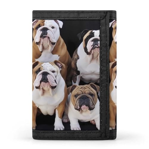 HJKBCV Englische Bulldoggen, dreifach gefaltete Geldbörse, Kreditkarten-Geldbörse, tragbar, Outdoor-Sport, Geldbörse, Münzgeldbörse mit Ausweisfenster, für Männer und Frauen, Stil, Einheitsgröße, von HJKBCV
