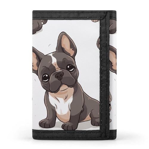HJKBCV Französische Bulldogge, dreifach gefaltete Geldbörse, Kreditkarten-Geldbörse, tragbar, Outdoor-Sport, Geldbörse, Münzgeldbörse mit Ausweisfenster, für Männer und Frauen, Stil, Einheitsgröße, von HJKBCV