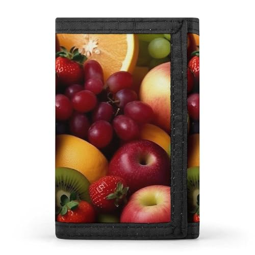 HJKBCV Frisches Obst und Gemüse, dreifach gefaltete Geldbörse, Kreditkarten-Geldbörse, tragbar, Outdoor-Sport, Geldbörse, Münzgeldbörse mit Ausweisfenster, für Männer und Frauen, Stil, Einheitsgröße, von HJKBCV