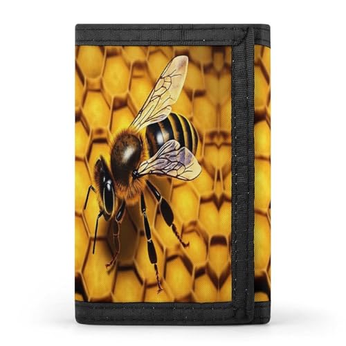 HJKBCV Gelbe Honig-dreifach gefaltete Geldbörse, Kreditkartenbörse, tragbar, Outdoor-Sportgeldbörse, Münzgeldbörse mit Ausweisfenster für Männer und Frauen, Stil, Einheitsgröße, Stil:, Einheitsgröße von HJKBCV