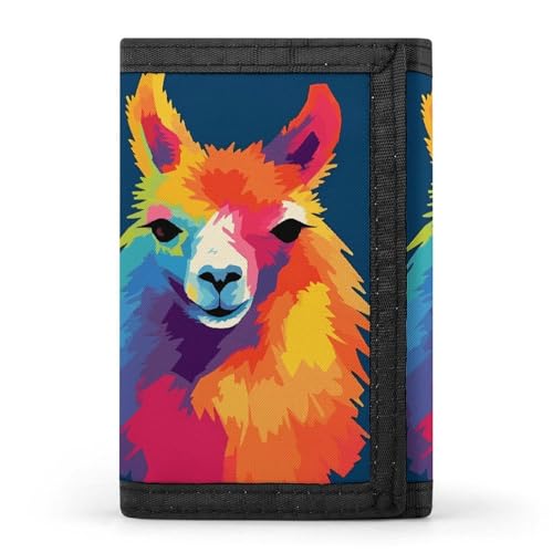HJKBCV Geldbörse mit Alpaka-Muster, dreifach gefaltet, Kreditkarten-Geldbörse, tragbar, Outdoor-Sport, Geldbörse, Münzgeldbörse mit Ausweisfenster, für Männer und Frauen, Stil, Einheitsgröße, Stil:, von HJKBCV