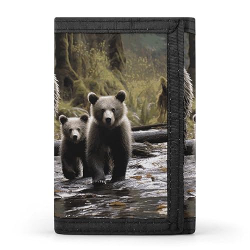 HJKBCV Geldbörse mit Aufschrift "Mother Bear And Her Trifold Wallet Credit Card Purse Portable Outdoor Sports Wallets Pocket Coin Wallet with ID Window for Men Women, Style, One Size, Stil:, von HJKBCV