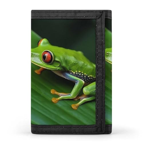 HJKBCV Geldbörse mit Froschmotiv, dreifach gefaltet, mit Froschmotiv, für Kreditkarten, tragbar, für Outdoor-Sport, Münzgeldbörse mit Ausweisfenster, für Männer und Frauen, Stil, Einheitsgröße, Stil:, von HJKBCV