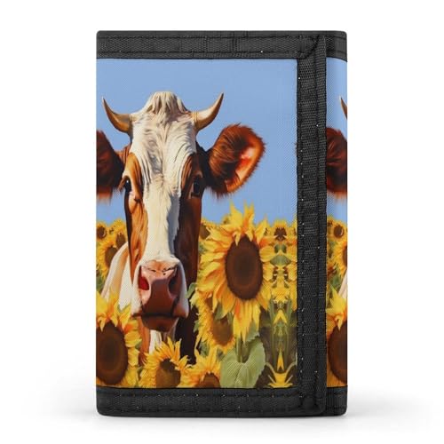 HJKBCV Geldbörse mit Sonnenblumen-Motiv, dreifach gefaltet, Kreditkarten-Geldbörse, tragbar, Outdoor-Sport, Geldbörse, Münzgeldbörse mit Ausweisfenster, für Männer und Frauen, Stil, Einheitsgröße, von HJKBCV