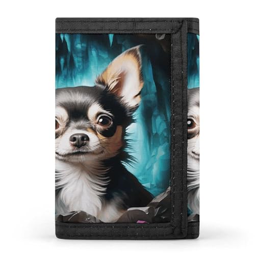 HJKBCV Gem Cave Chihuahua Trifold Wallet Credit Card Purse Portable Outdoor Sports Wallets Pocket Coin Wallet with ID Window for Men Women, Style, One Size, Stil:, Einheitsgröße von HJKBCV
