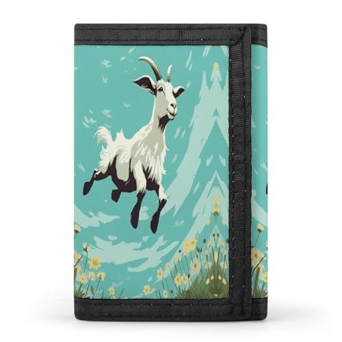 HJKBCV Goat Frolic Trifold Wallet Credit Card Purse Portable Outdoor Sports Wallets Pocket Coin Wallet with ID Window for Men Women, style, One Size, Stil:, Einheitsgröße von HJKBCV