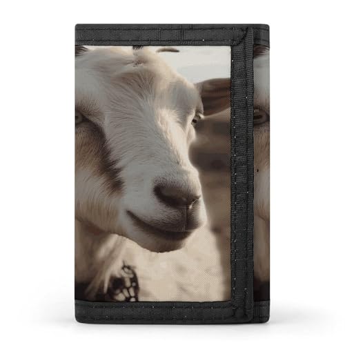 HJKBCV Goat on Hillside Trifold Wallet Credit Card Purse Portable Outdoor Sports Wallets Pocket Coin Wallet with ID Window for Men Women, style, One Size, Stil:, Einheitsgröße von HJKBCV