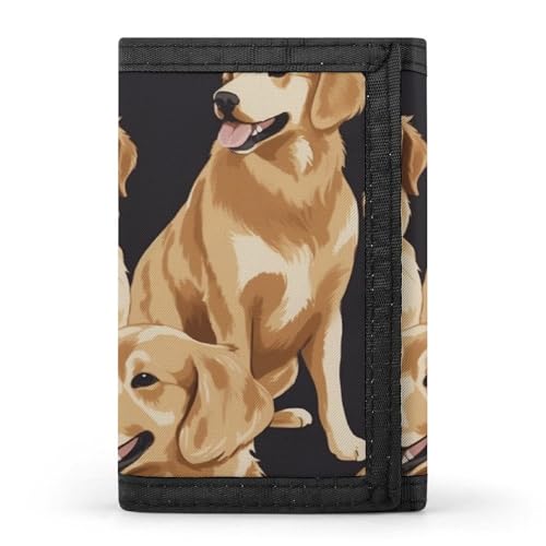 HJKBCV Golden Retrievers dreifach gefaltete Geldbörse, Kreditkartenbörse, tragbar, Outdoor-Sport, Geldbörse, Münzgeldbörse mit Ausweisfenster, für Männer und Frauen, Stil, Einheitsgröße, Stil:, von HJKBCV