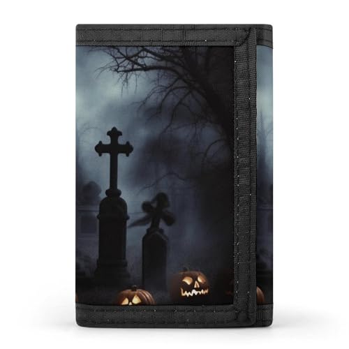 HJKBCV Gothic Happy Halloween Trifold Wallet Credit Card Purse Portable Outdoor Sports Wallets Pocket Coin Wallet with ID Window for Men Women, Style, One Size, Stil:, Einheitsgröße von HJKBCV