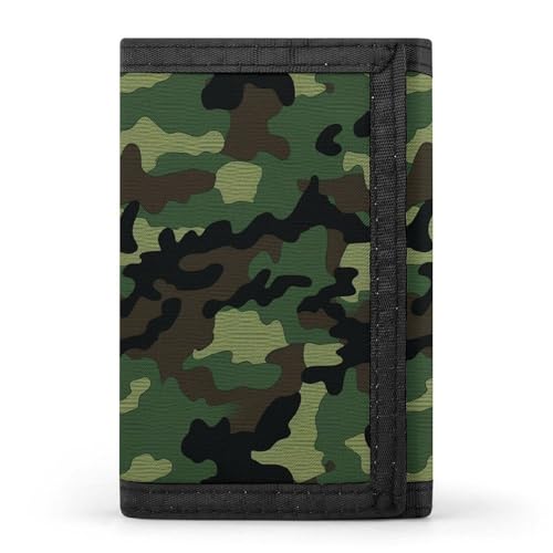 HJKBCV Grünes Militärmuster, dreifach gefaltete Geldbörse, Kreditkarten-Geldbörse, tragbar, Outdoor-Sport, Geldbörse, Münzgeldbörse mit Ausweisfenster, für Männer und Frauen, Stil, Einheitsgröße, von HJKBCV