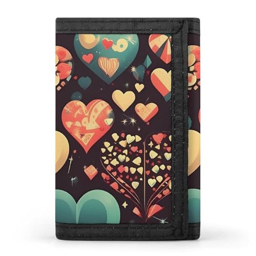 HJKBCV Heart Crush Flower Trifold Wallet Credit Card Purse Portable Outdoor Sports Wallets Pocket Coin Wallet with ID Window for Men Women, style, One Size, Stil:, Einheitsgröße von HJKBCV