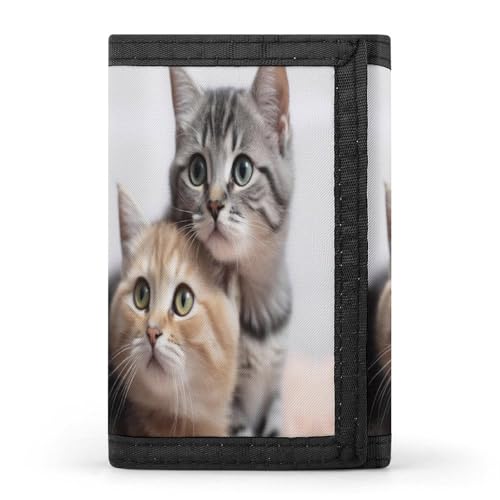 HJKBCV Katzen-Geldbörse mit dreifach gefaltetem Kreditkartenfach, tragbar, Outdoor-Sport, Geldbörse, Münzgeldbörse mit Ausweisfenster, für Männer und Frauen, Stil, Einheitsgröße, Stil:, Einheitsgröße von HJKBCV