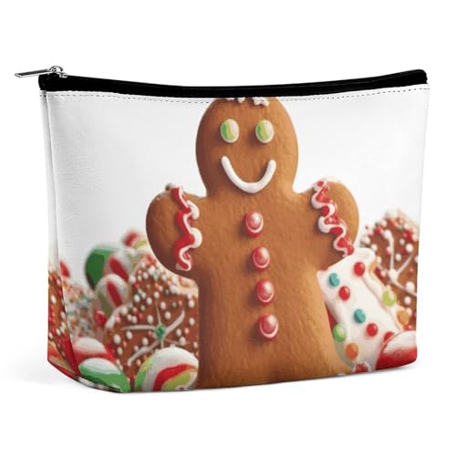 HJKBCV Kosmetiktasche mit Lebkuchenmann-Motiv, PU-Leder, Reise-Make-up-Tasche, Mini-Tasche, Kosmetiktasche für Damen, tragbarer Handtaschen-Verschluss, Organizer, Make-up-Kulturbeutel, Stil, HJKBCV Kosmetiktasche mit Lebkuchenmann-Motiv, PU-Leder, Reise-Make-up-Tasche, Mini-Tasche, Kosmetiktasche für Damen, tragbarer Handtaschen-Verschluss, Organizer, Make-up-Kulturbeutel, Stil, von HJKBCV