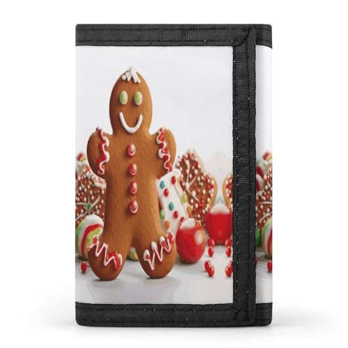 HJKBCV Lebkuchenmann-Süßigkeiten-Geldbörse, dreifach gefaltet, Kreditkarten-Geldbörse, tragbar, Outdoor-Sport, Geldbörse, Münzgeldbörse mit Ausweisfenster, für Männer und Frauen, Stil, Einheitsgröße, von HJKBCV