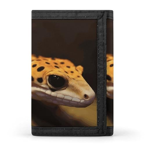 HJKBCV Leopard Little Gecko dreifach gefaltete Geldbörse Kreditkartengeldbörse tragbare Outdoor-Sportgeldbörsen Taschengeldbörse mit Ausweisfenster für Männer und Frauen, Stil, Einheitsgröße, Stil:, von HJKBCV