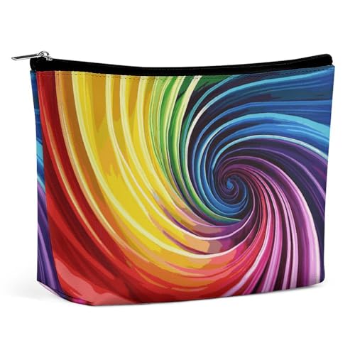 HJKBCV Make-up-Tasche mit Regenbogen-Spirale aus PU-Leder, Mini-Tasche, Kosmetiktasche für Damen, tragbarer Handtaschen-Verschluss, Organizer, Make-up-Kulturbeutel, Stil, Einheitsgröße, Stil:, von HJKBCV
